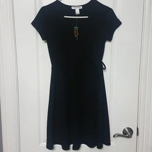Black mock wrap around dress